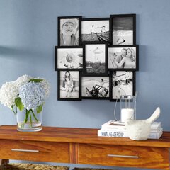 6-Opening 19 x 14.5 Two-Toned Picture Frame Wall Collage, Displays Two 4x4, Three 4x6 and One 5x7 Gracie Oaks Color: Black