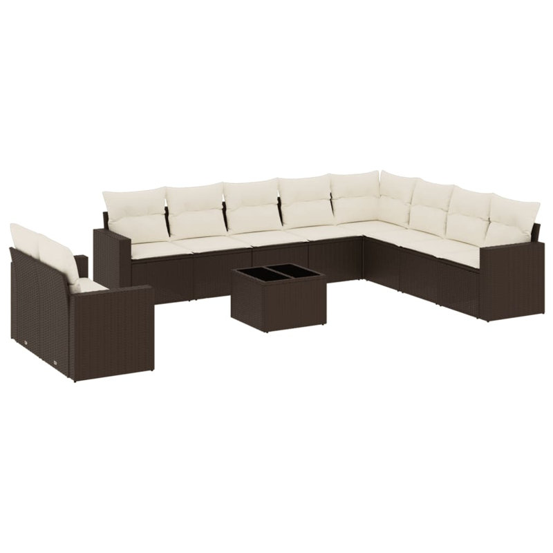 Vidaxl Garden Sofa Set Brown PE Rattan 11 Piece Set Modular