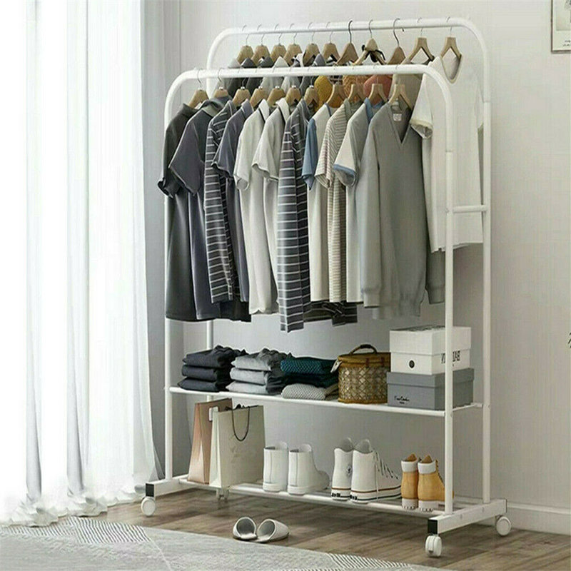 Berkhamsted 31.5'' Rolling Industrial Pipe Clothing Rack, White