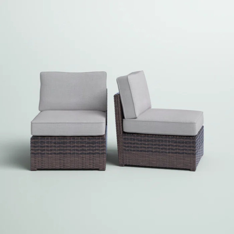 Armless Fully Assembled Patio Chair With Cushions, Outdoor Patio Sofa