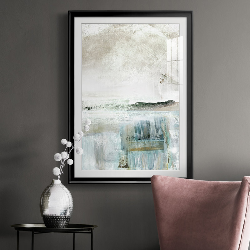 Summer Teal II - peinture sur toile encadrée, H 30,5 po x l 42,5 po x P 1,5 po, Noir