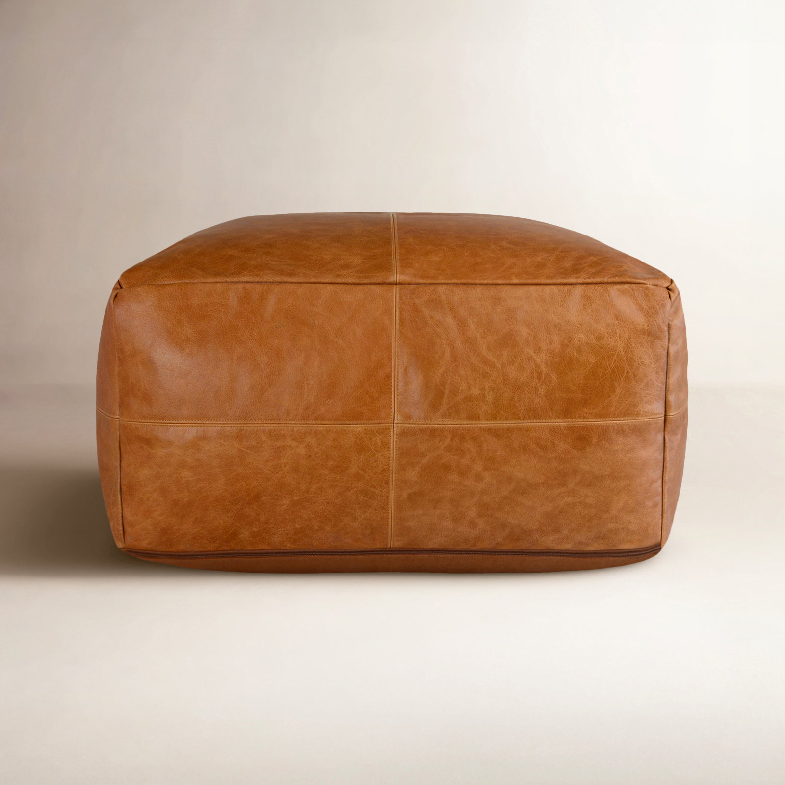 Cutler 24" Genuine Leather Pouffe