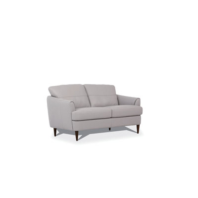 Helena Pearl Gray Leather Loveseat (Assembled)