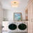 Modern Drum Linen Semi Flush Mount Ceiling Light Fixture