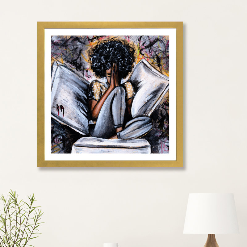 «All I Have ...» par l'artiste Ria - reproduction, H 24 po x l 24 po, Toile avec cadre en bois beige, Doré