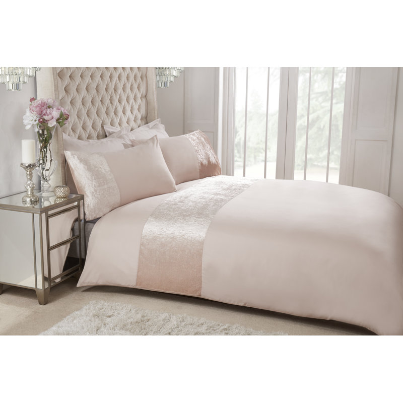 Dyal Polyester Solid Colour Duvet Cover Set with Pillowcases Included, Double Duvet Cover + 2 Standard Pillowcases, Champagne