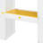 Full Size Loft Bed with Storage Staircase,Built-In Dressing Table with Mirror and Drawer, Wardrobe & Cabinets, USB Charging Ports and Lights, White+Yellow-1088749687