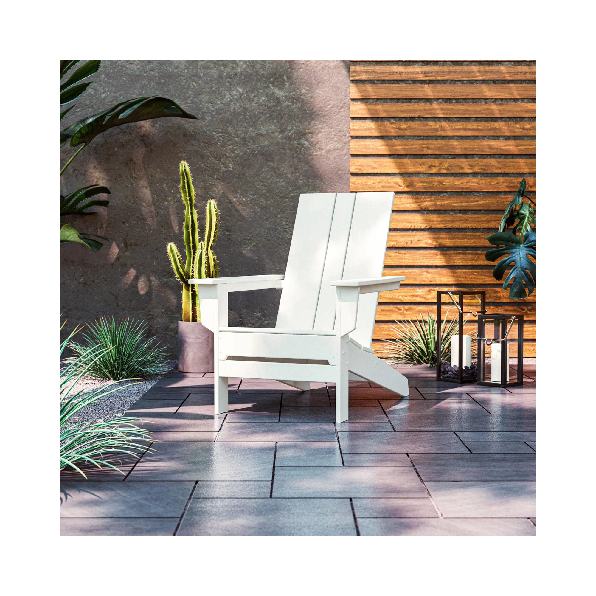 POLYWOOD x AllModern Plastic Adirondack Chair, White