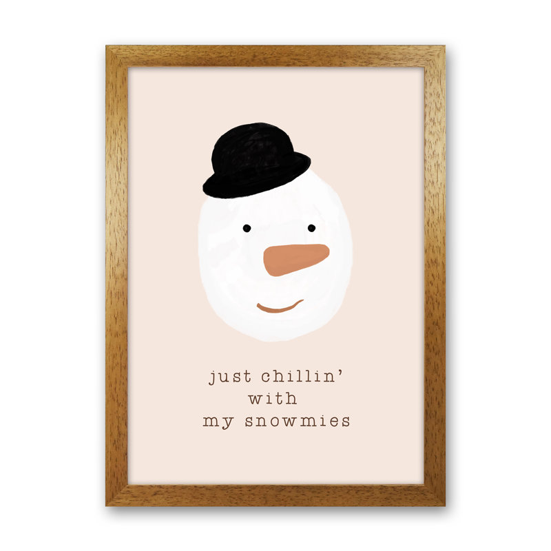 Chilling With My Snowmies By Orara - Print, 88cm H x 64cm W x 3cm D, Brown Framed