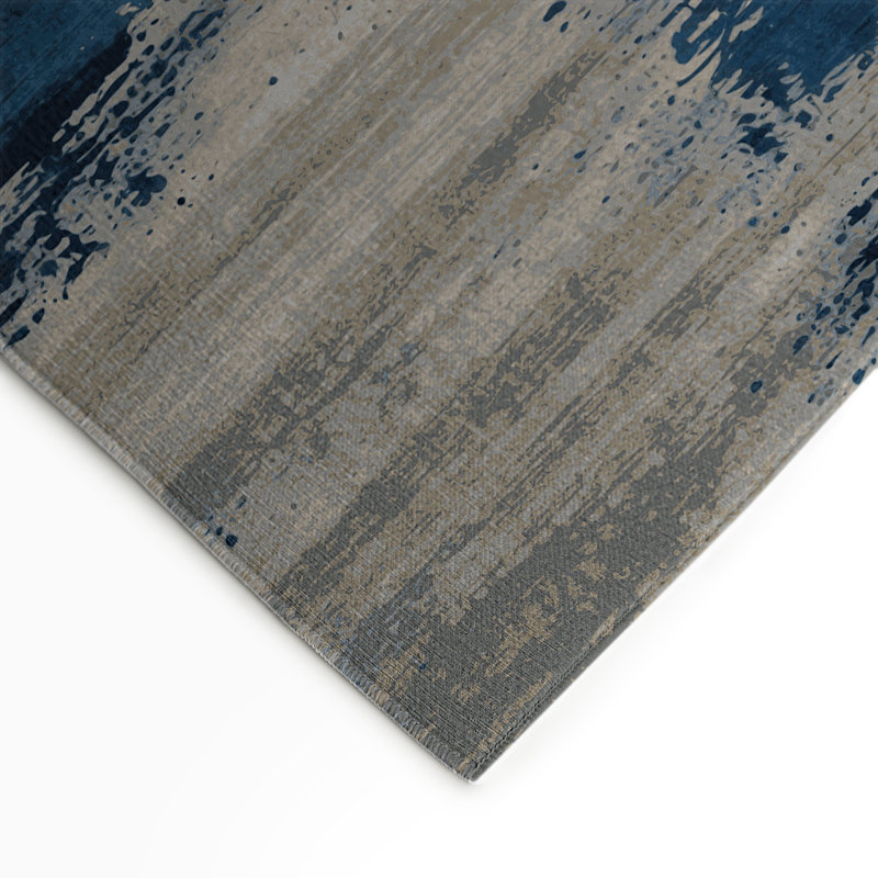 Watercolor Gray Indoor and Outdoor Area Rug, Rectangle 3' x 5'
