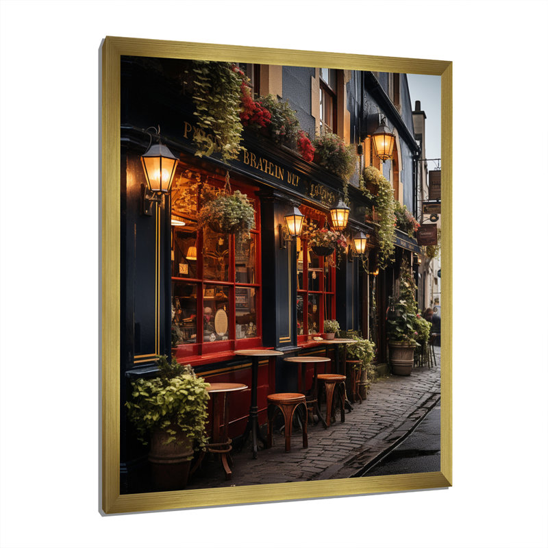 «Ireland Galway City Extremely», art mural Irlande, Cadre doré simple, H 32 po x l 16 po x P 1 po