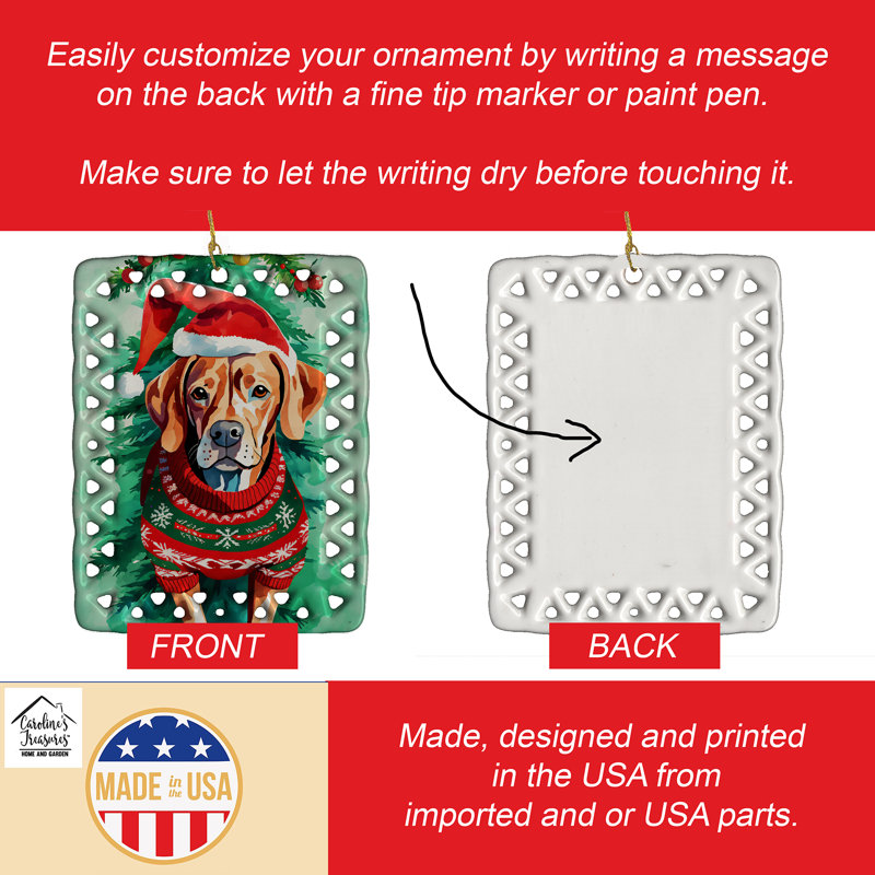 Ornement en porcelaine de Noël Vizsla, Vizsla 3675