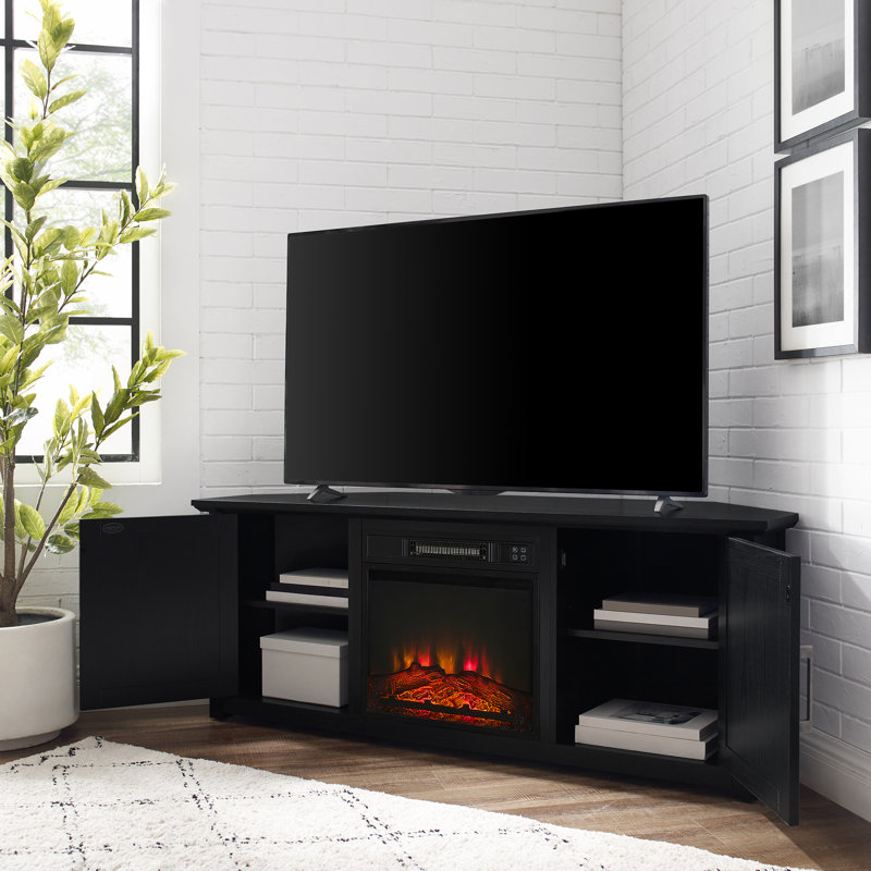 Rozier TV Stand Fireplace, Black