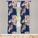 Microfiber Floral Semi-Sheer Rod Pocket Curtain Panels