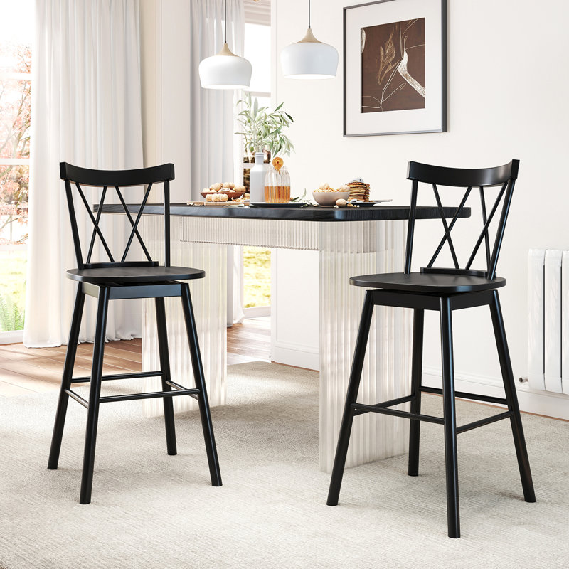 Swivel Solid Wood Counter Stool with Solid Wood Frame, Bar Stool (29” Seat Height)