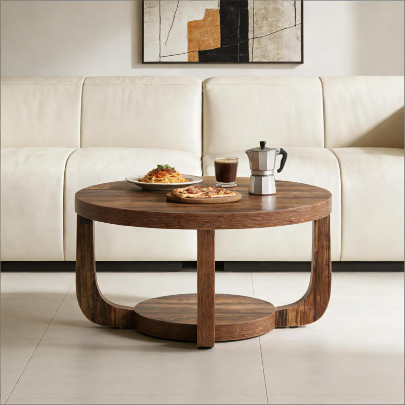 Table de conversation à 2 niveaux, table de centre circulaire, table basse