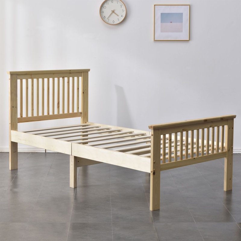Hammoud Solid Wood Slat Bed, Natural