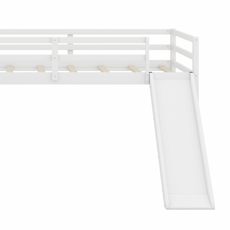 L-Shaped Loft Bed With Ladder And Slide