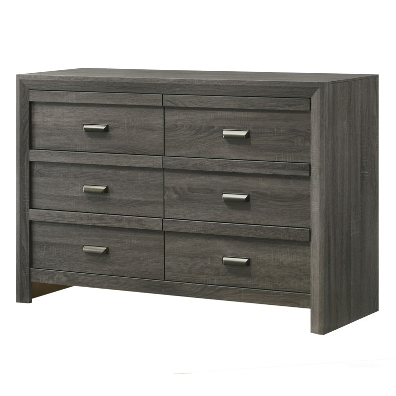 1pc Rustic Contemporary Dresser Six Storage Drawers Rustic Gray Finish Bedroom Wooden Furniture, Rustic Gray