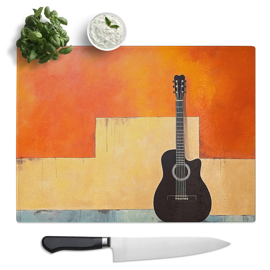 Acoustic Guitar Minimalism  Glass Chopping Board