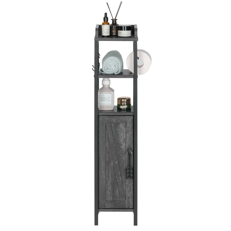Haslom Freestanding Linen Cabinet, Charcoal Gray