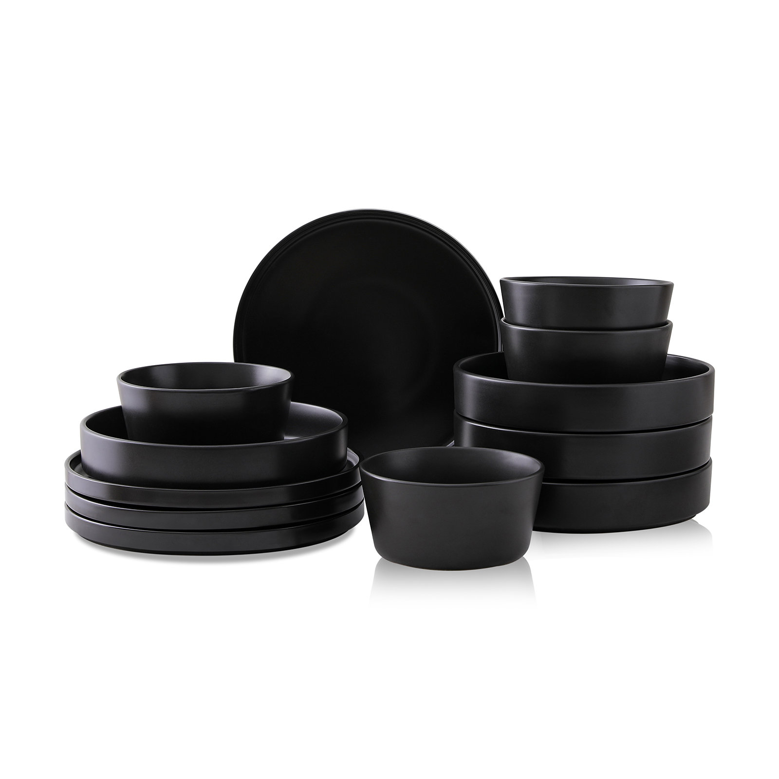 Celina Dinnerware Set Stoneware, Black, 12 Pieces