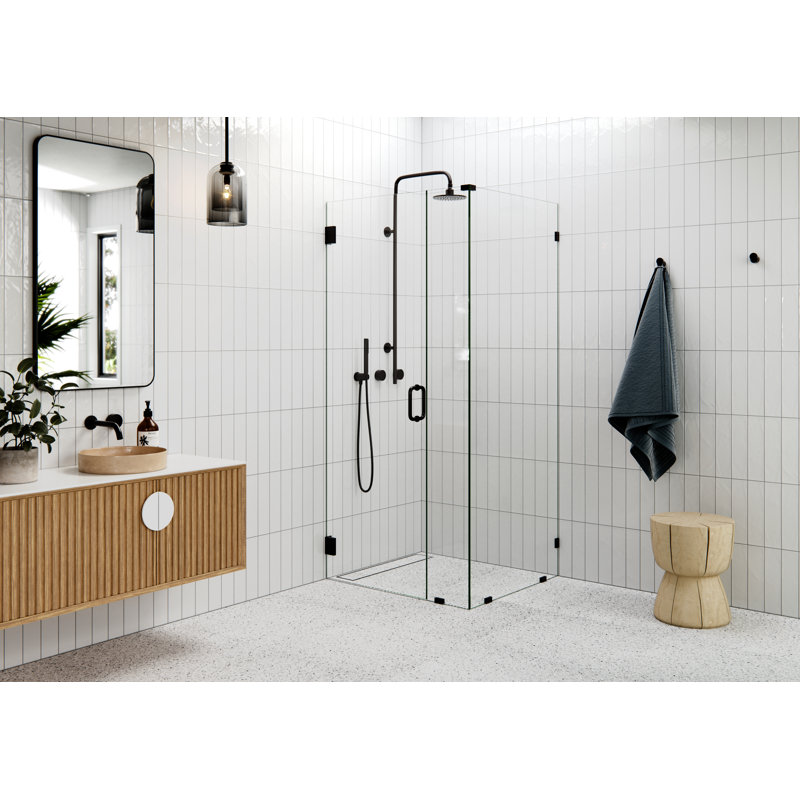 78" H Pivot Frameless Shower Door, Oil Rubbed Bronze