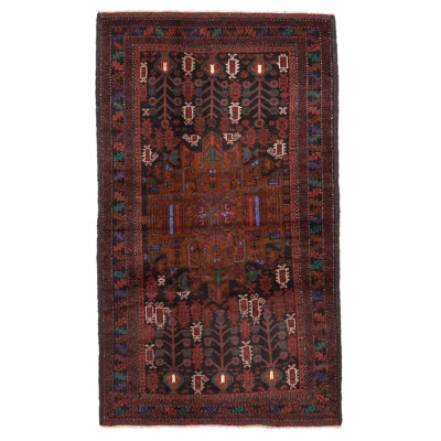 Teimani Black, Brown Rug 3'11" x 6'4"