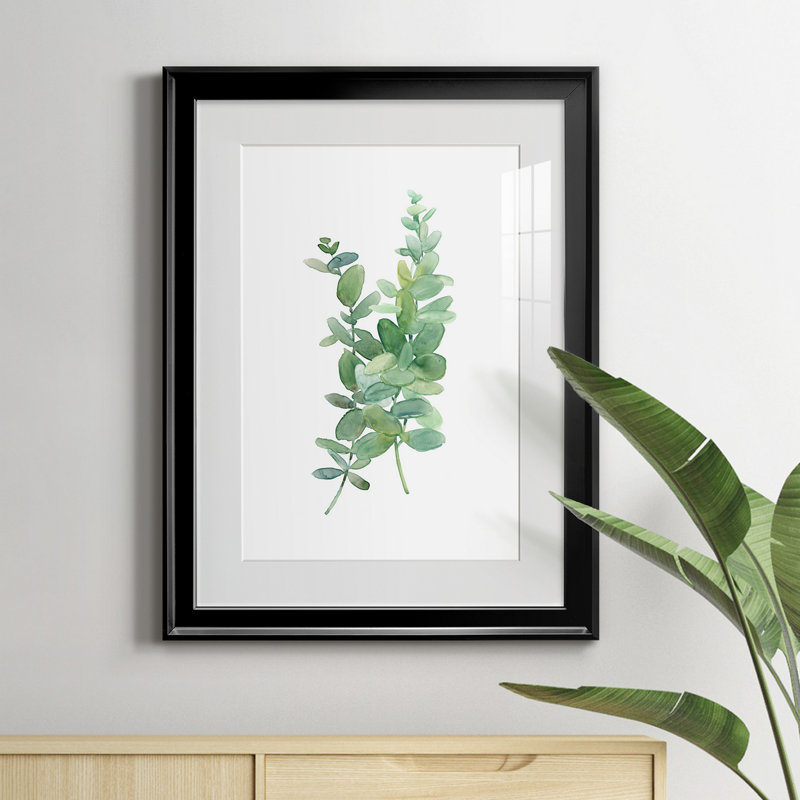 Eucalyptus I - Peinture sur toile encadrée, H 30,5 po x l 22,5 po x P 1 po, Noir