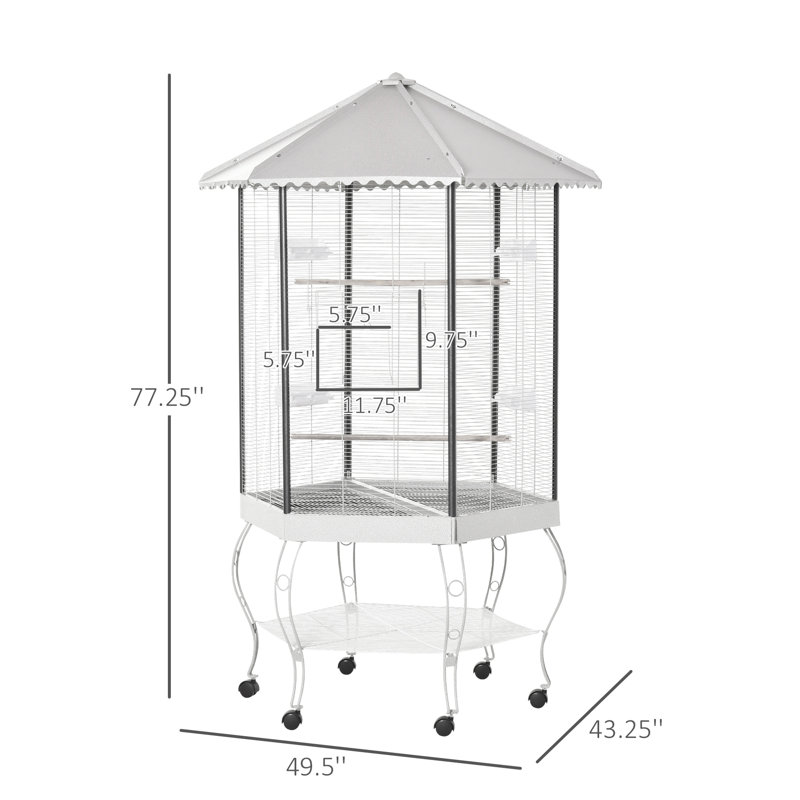 77" Bird Aviary House Cage, Spacious With Functional Storage Alternatives, Steel Flight Storage, Made For Birds