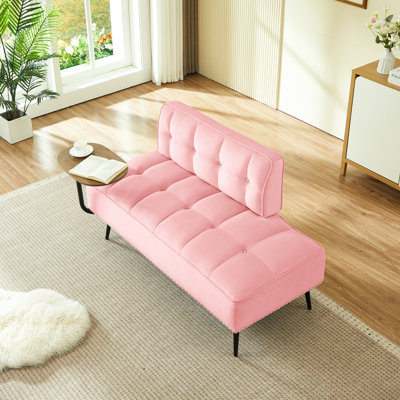 54 - Inch Modern Two Seater Pink Velvet With , 360 Rotating Tablet Stand, And High Density Foam For Living Room Rebound Cushions