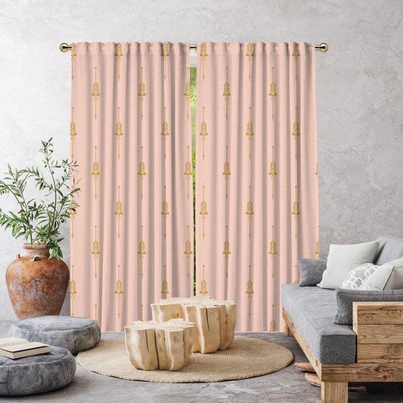 Burley Semi Sheer Curtain Pair, 140cm Width x 175cm Drop, Salmon