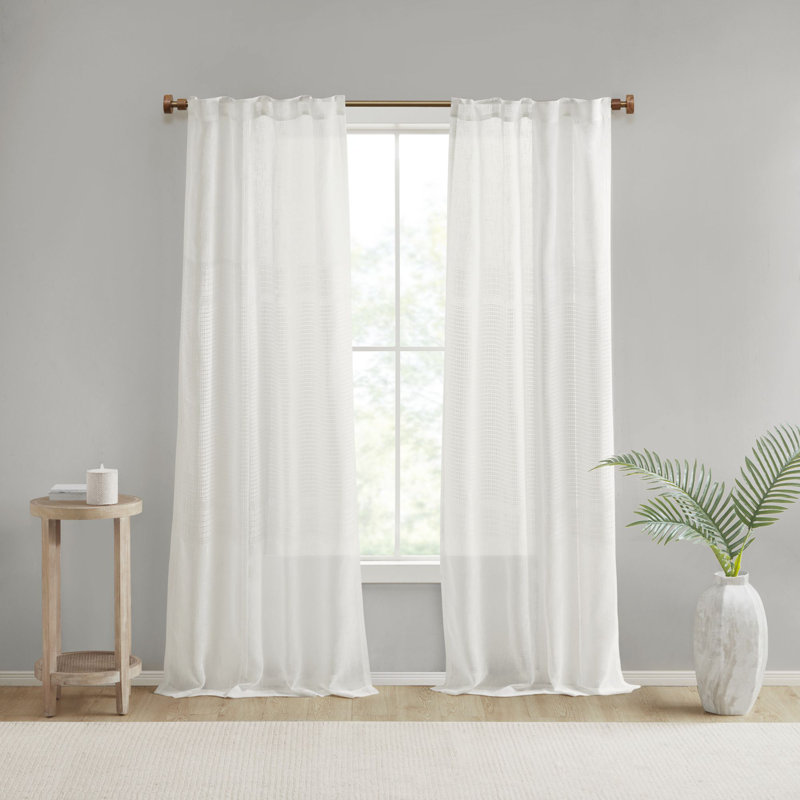 Polyester Semi Sheer Curtain Panel Pair