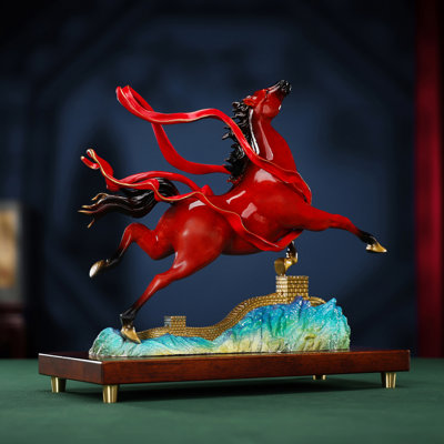 Sculpture de cheval en laiton coloré - Décoration orientale exquise pour la maison et le bureau