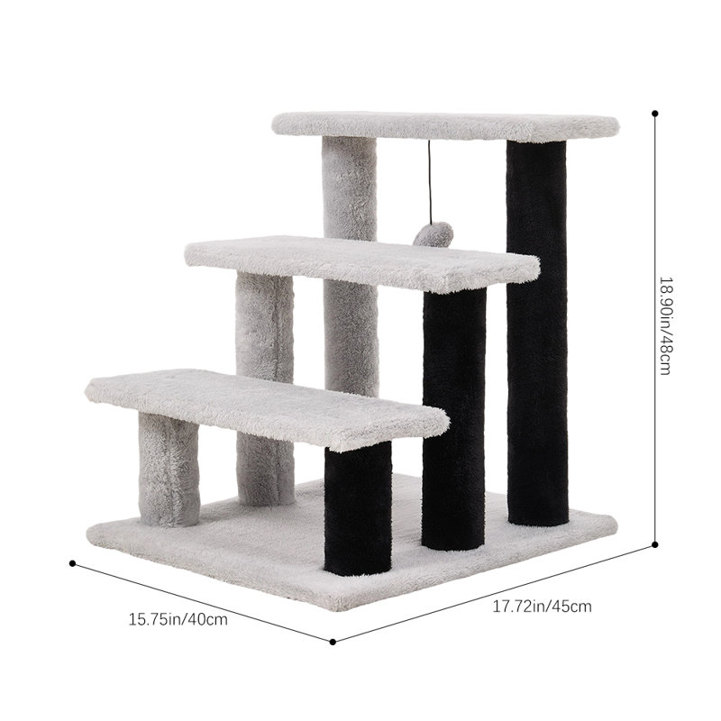 Three-Tier Pet Ladder Toy Cat Tree House with Ball Toys