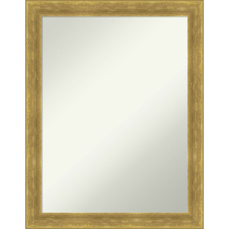 Earmon Solid Wood Rectangle Wall Mirror, Gold