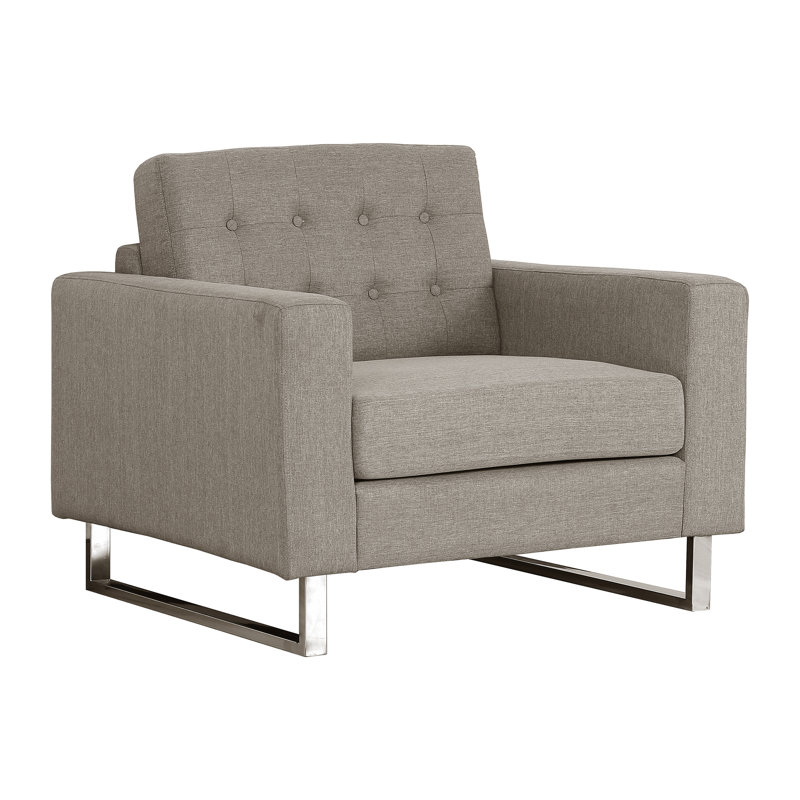 Luff 36.22" Wide Tufted Linen Armchair, Brown