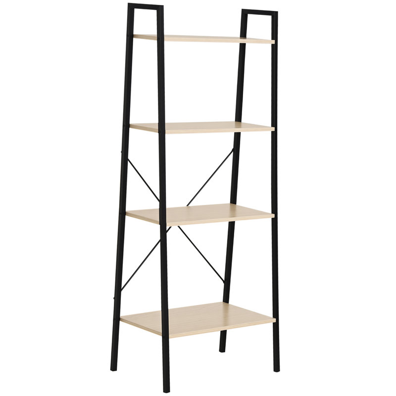 Koester 145cm H x 60cm W Steel Ladder Bookcase, Oak