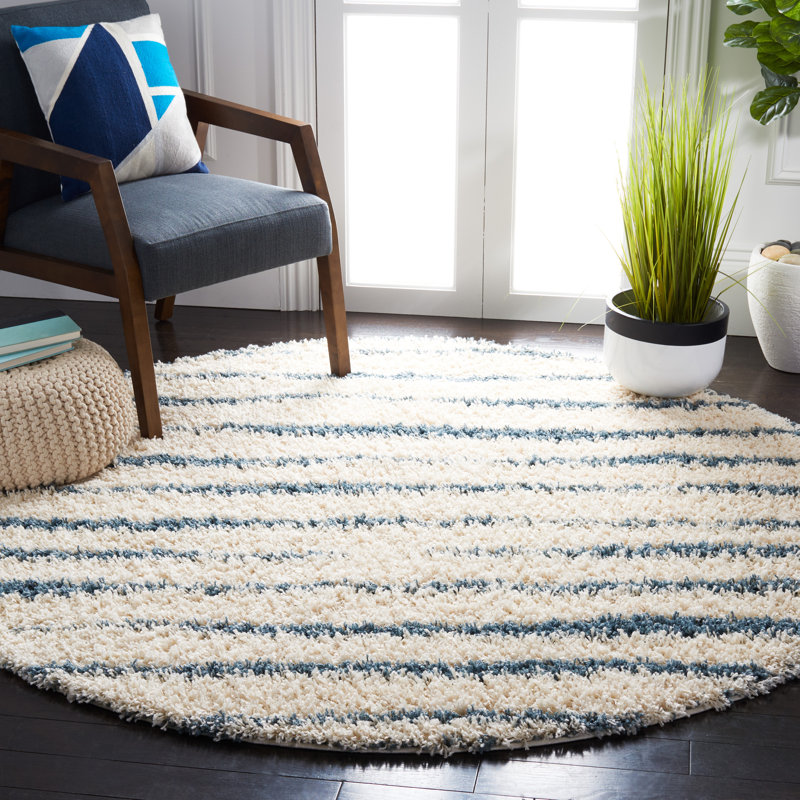 Tapis rayé Evgeniy Venus Shag 600 Performance, Rond 6 pi 7 po