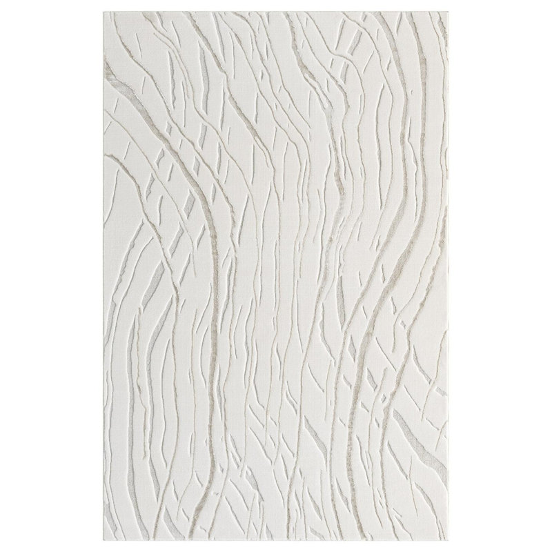 Modern Abstract Wave Area Rug, Rectangle 4'11" x 7'2"