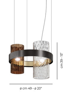 Armonia 2 - Light Chandelier, Burned Earth Crystal, Matte Black;Gold