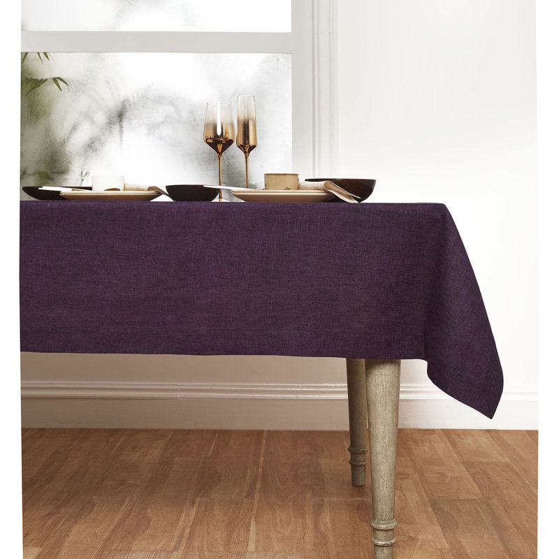 100% Pure Linen Tablecloth - Athena, Grape, 90" x 60"
