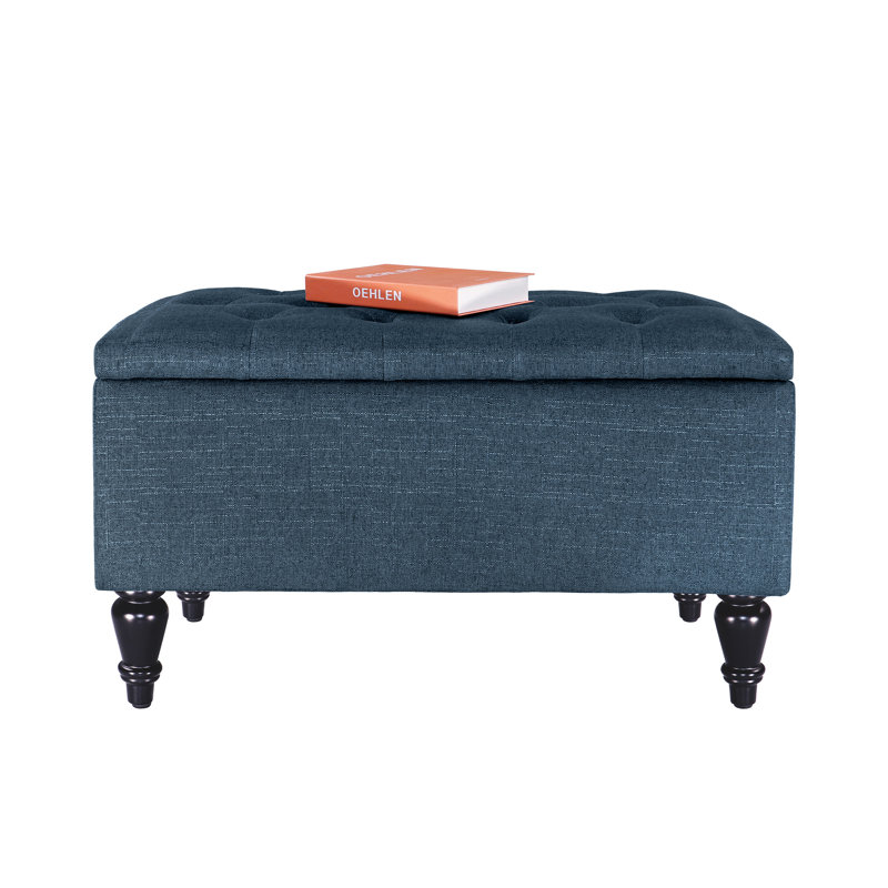 Banc de rangement rembourré Brenicia, Bleu marine