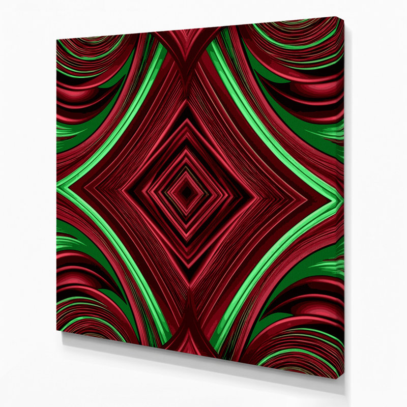 Art mural sur toile rouge Op Art 84, H 16 po x l 16 po