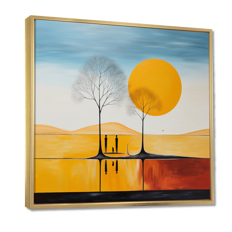 Eliana - Paysage abstrait, impression d'art mural, H 30 po x l 30 po x P 1 po, Toile avec cadre flottant or