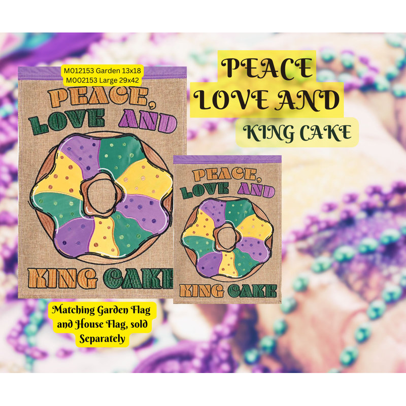 Drapeau de jardin en toile de jute pour gâteau de paix Peace Love