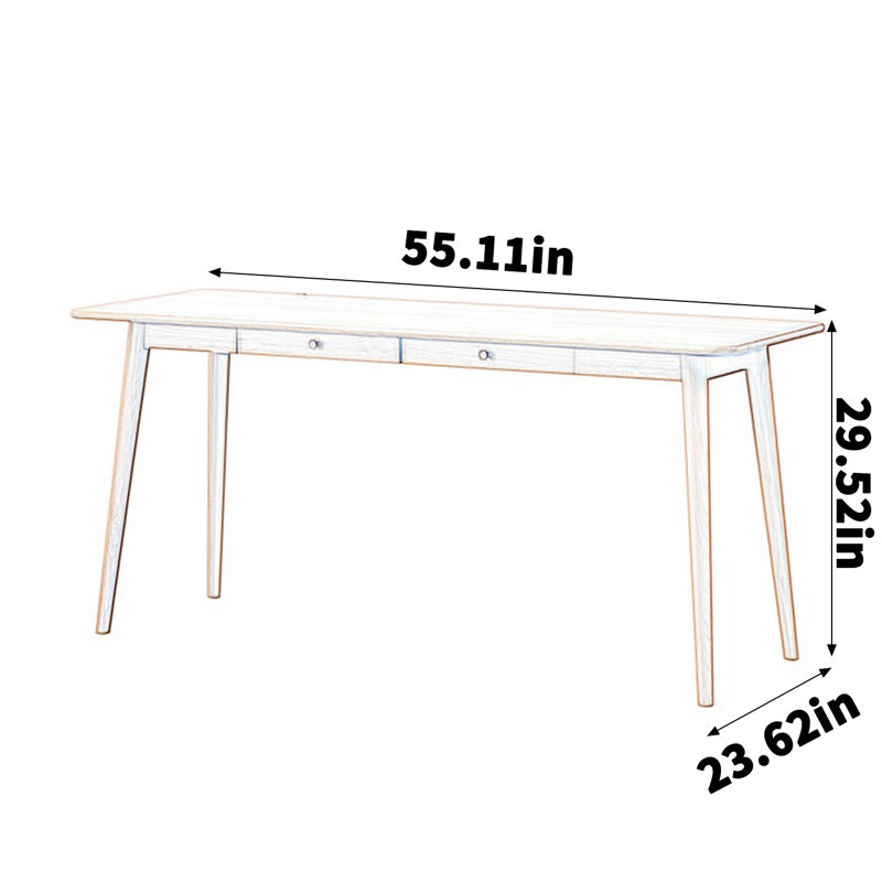 Cherry wood solid wood desk, 29.52" H x 55.11" W x 23.62" D