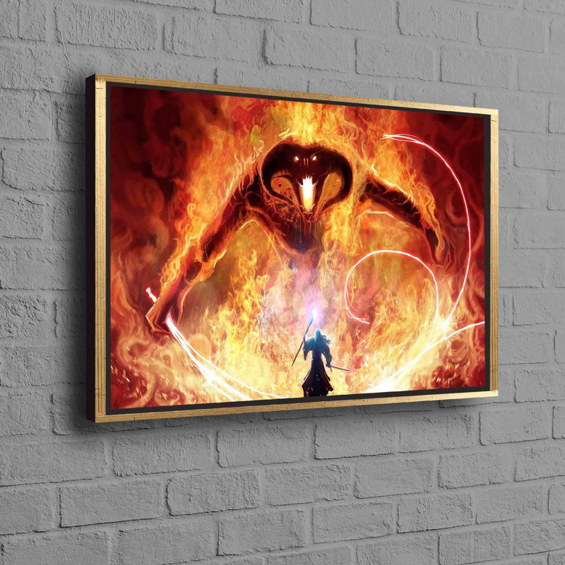 Art mural moderne sur toile à thème Modern Wizard and Monster, Reproduction encadrée sans passe-partout, H 37 po x l 61 po