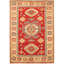Tapis décoratif en laine rouge de conception unique 6 pi 6 po X 9 pi 7 po noué à la main New Age