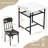 3-Piece Square Dining Table Set, Retro Farmhouse Style Small Kitchen Table And Chairs Set With MDF Table Top And Metal Frame, Space-Saving Bar Table Set For 2 With Wine Rack, For Small Space, Dining Room, Apartment-1363896036
